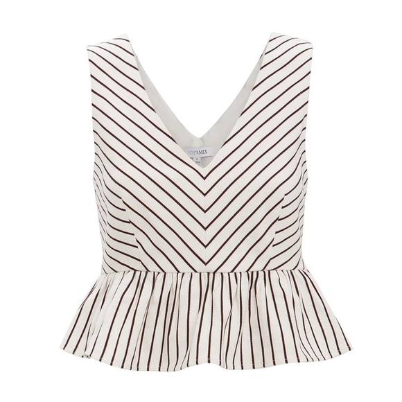 INTERMIX Tops - Intermix Lenny Striped Peplum Tailored Cotton Top Size S
